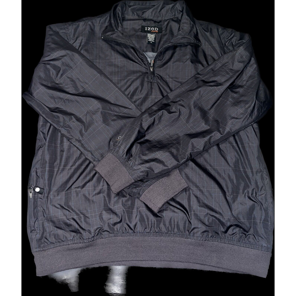 Izod Mens Black Golf Windbreaker 1/4 Zip Water Resistant JACKET Sz M